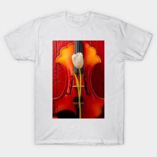 Single White Tulip And Baroque Violin T-Shirt